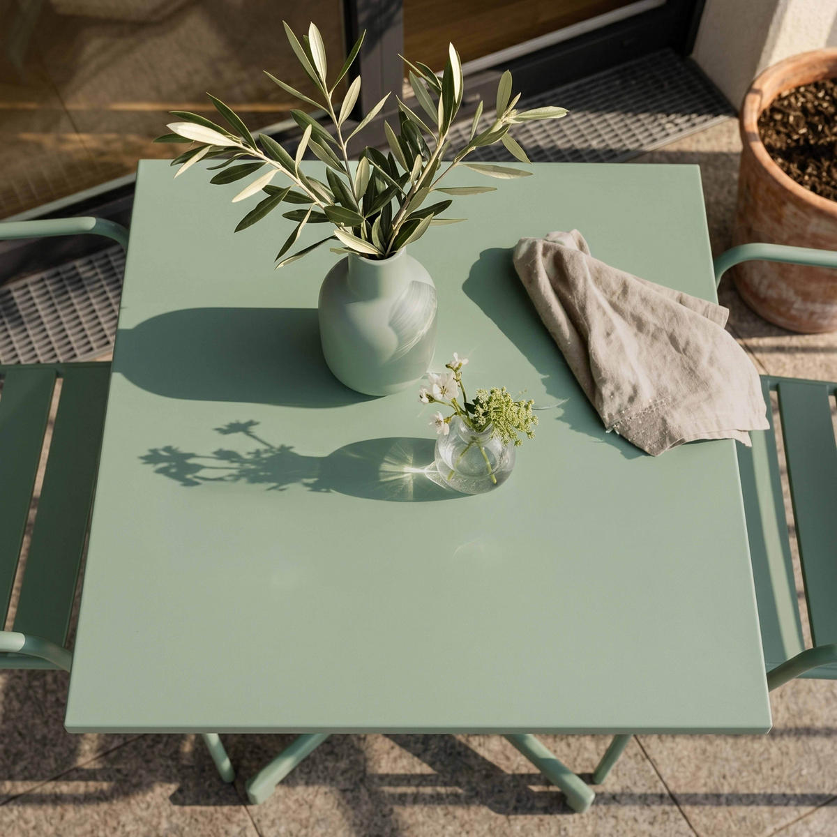 GARTENSET 3-tlg., Salbeigrün - Grün, Metall - Oviala