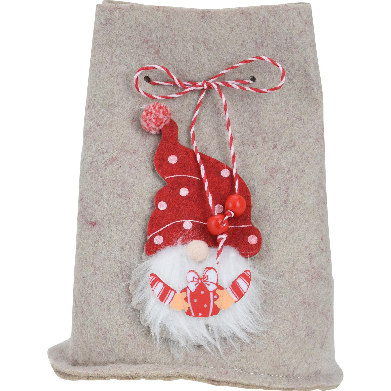 WEIHNACHTSSACK mit Wichtelmännchen 12/8,5/14,5 cm - Beige, Textil (8.5/14.5/12cm) - Home Styling Collection