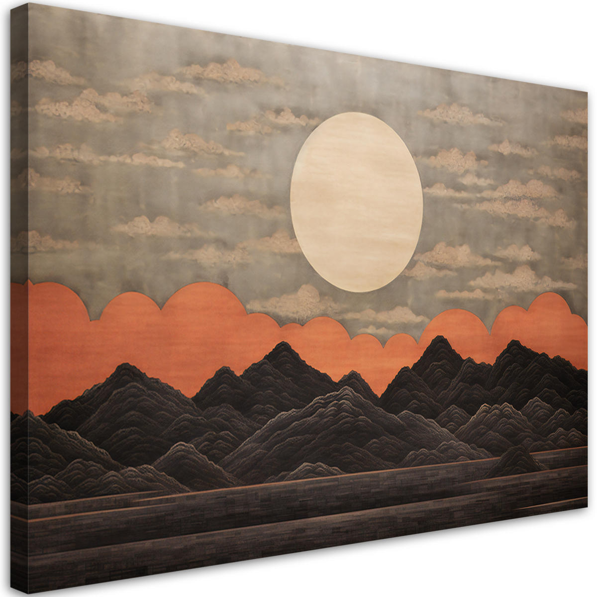 WANDBILD sonnenuntergang japan - Orange, Textil (60/40cm) - Feeby