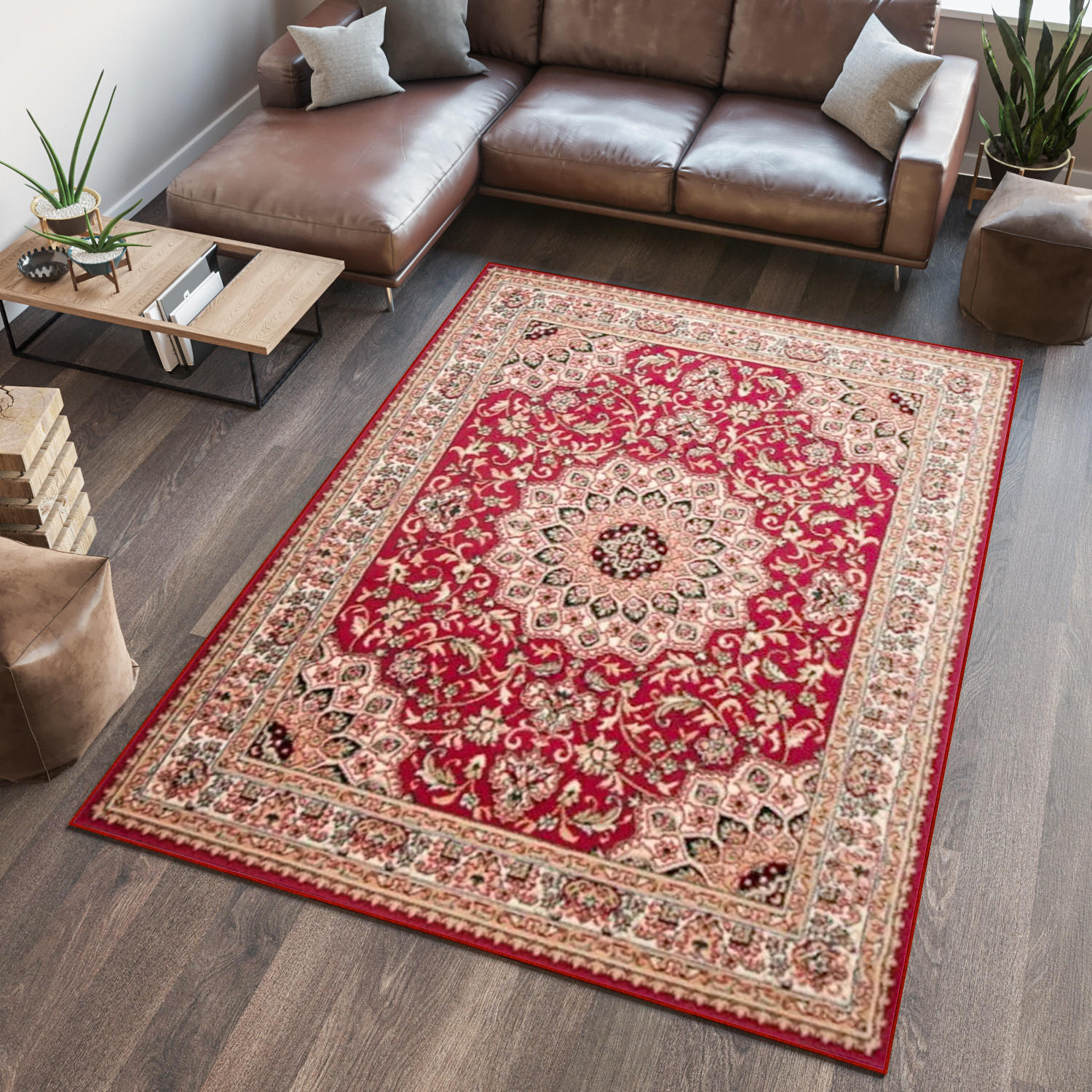 TEPPICH ATLAS Beige Rot 100/200 cm - Beige/Rot, Textil (100/200cm) - Tapiso