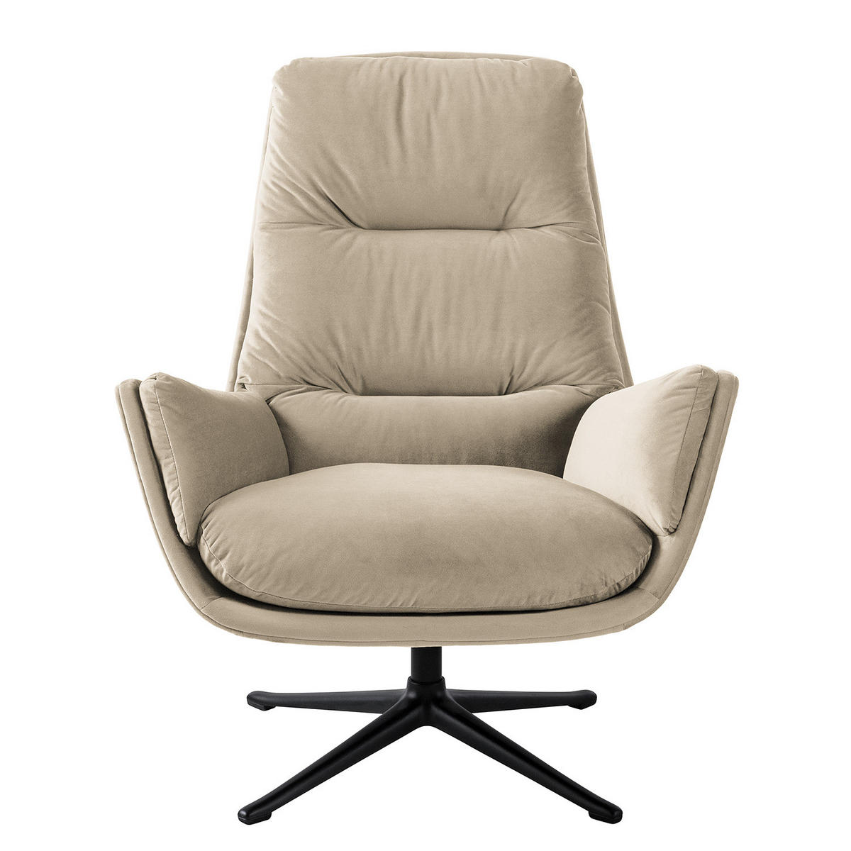 SESSEL mit Kreuzfuß - Beige/Schwarz, Textil/Metall (83/95/97cm) - home24