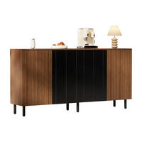 SIDEBOARD DE-37848 mit 4 Türen und verstellbaren Böden Nussbaum/Schwarz - Walnussfarben, Holzwerkstoff (160/80/35cm) - ComfortXL