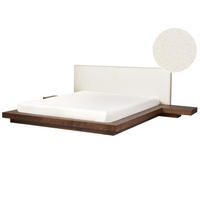 WASSERBETT Bouclé 180/200 cm Braune Esche Zen - Braun/Weiß, Holz (180/200cm) - Beliani
