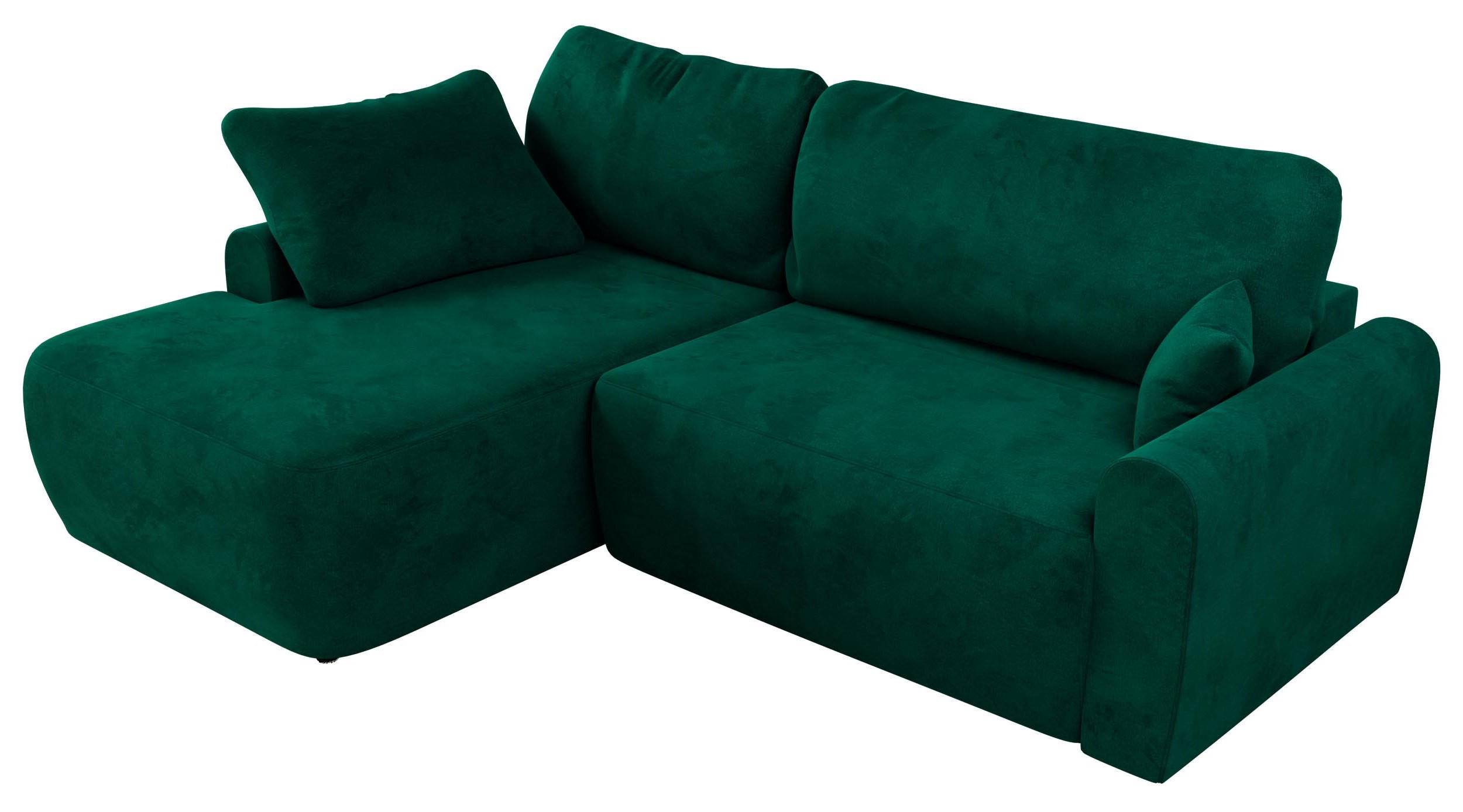 ECKSCHLAFSOFA CUBO L Dunkelgrün Velvet - links - Dunkelgrün/Schwarz, Kunststoff/Textil (273/187cm) - MKS