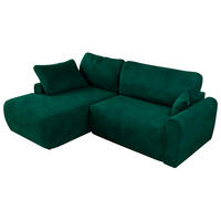 ECKSCHLAFSOFA CUBO L Dunkelgrün Velvet - links - Dunkelgrün/Schwarz, Kunststoff/Textil (273/187cm) - MKS