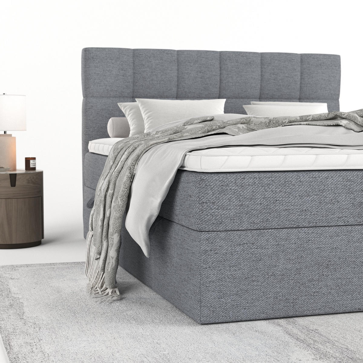 POSTEL BOXSPRING VARENO 200/200 Šedá - šedá/černá, kov/dřevo (200/200cm) - AltaBeds