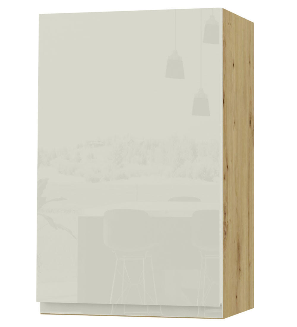 HÄNGESCHRANK Florence W2/45 Eiche Artisan / RAL 1013 perlweiß HG 45 / 32,5 / 72cm - Türanschlag links - Weiß Hochglanz/Eiche Artisan, Holz/Holzwerkstoff (45/72/32.5cm) - Feldmann-Wohnen