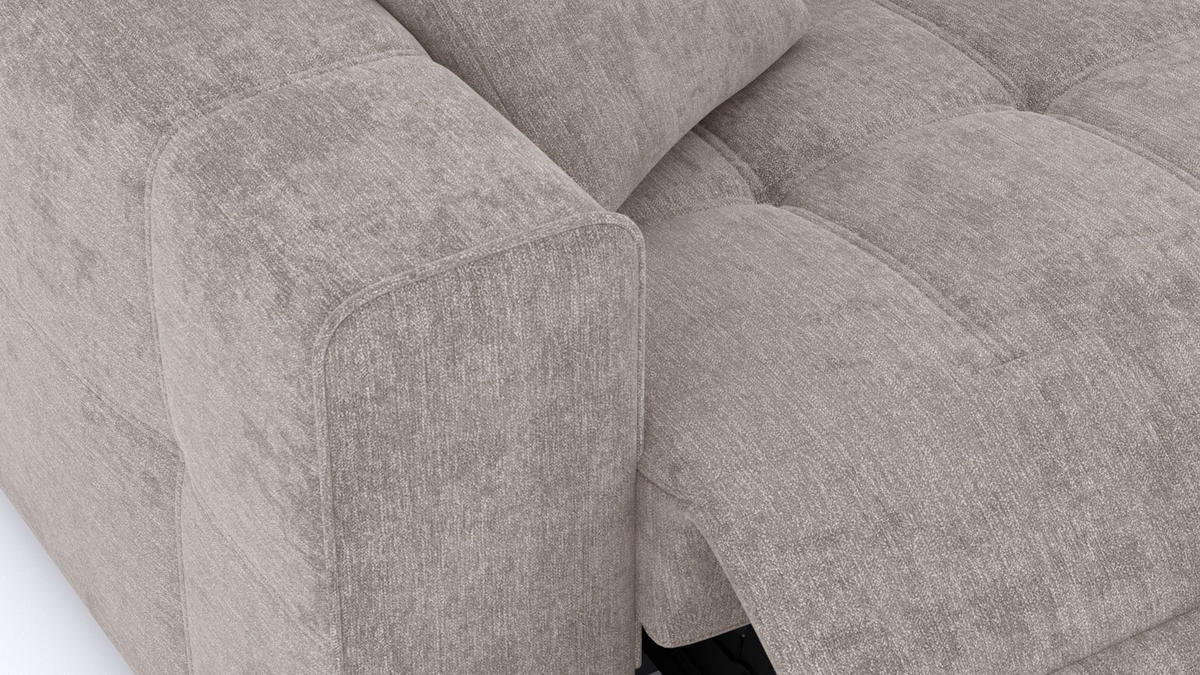 SOFA QUARTZ 3-Sitzer mit 2 Relaxfunktionen, beige - Beige/Silberfarben, Holzwerkstoff/Textil (204/80/102cm) - Courtois Laville