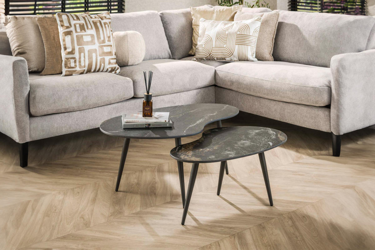 COUCHTISCH-SET PONTE Schwarz Keramik - Schwarz, Keramik/Metall (91/55/40cm) - KAWOLA