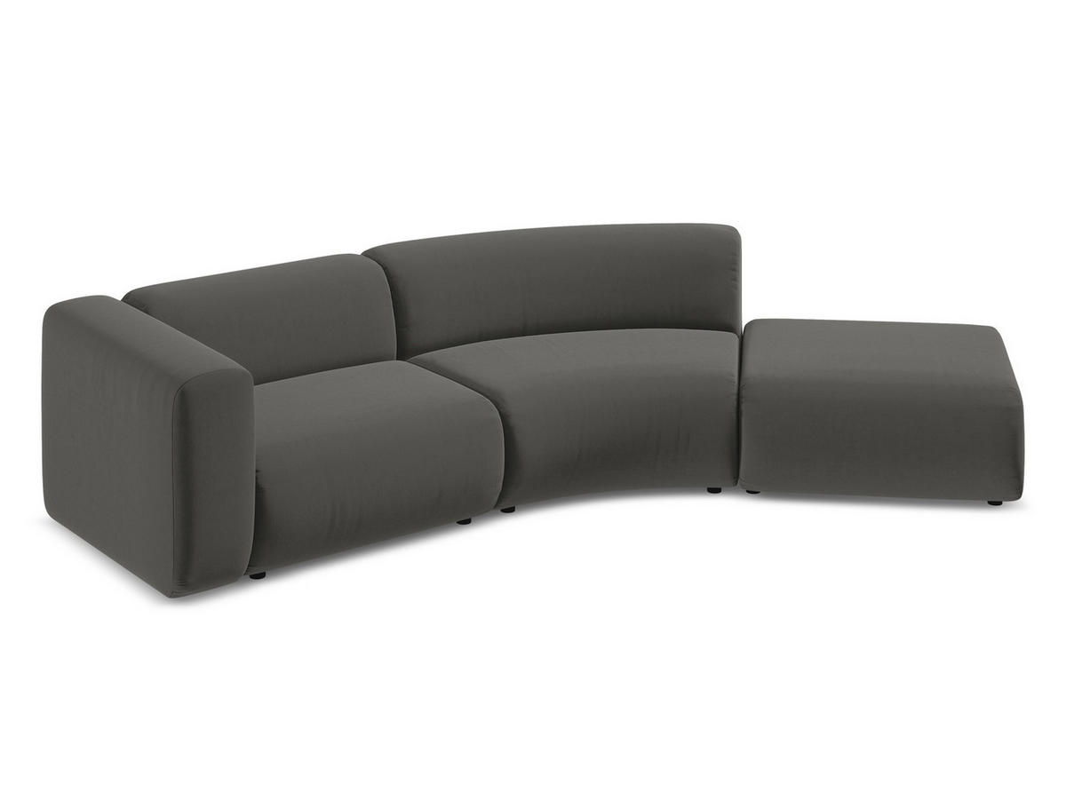 ECKSOFA mit Schlaffunktion Samt Stoff Grau - Dunkelgrau/Schwarz, Kunststoff/Textil (258/160cm) - Makamii