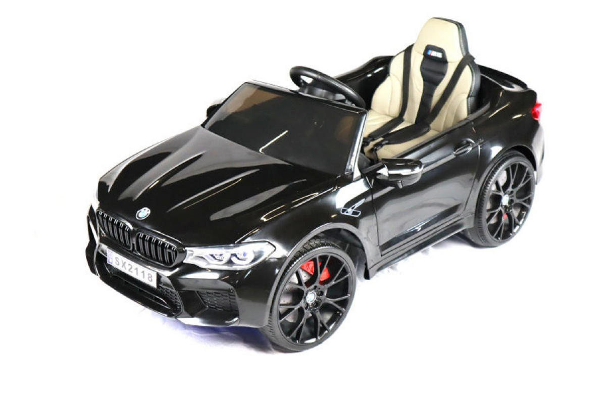 KINDER ELEKTROAUTO BMW M5 Drift Version schwarz EVA-Reifen, Kunstledersitz, lizenziert, 12V 7Ah Akku, 24V Akku - Schwarz, Kunststoff (127/74/55cm) - Es-Toys