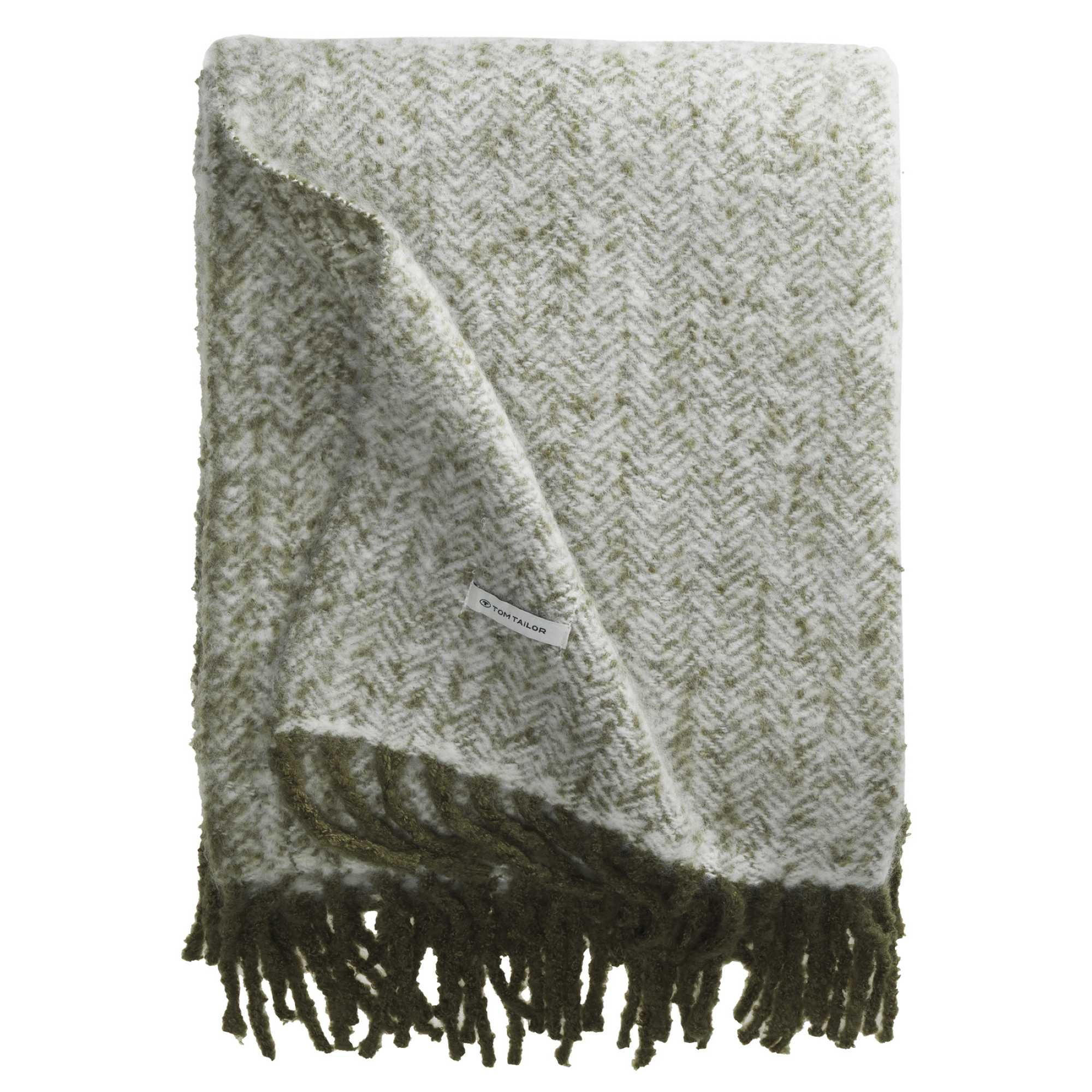 TAGESDECKE WOOLY HERRINGBONE - Grün, Textil (130/170cm) - Tom Tailor