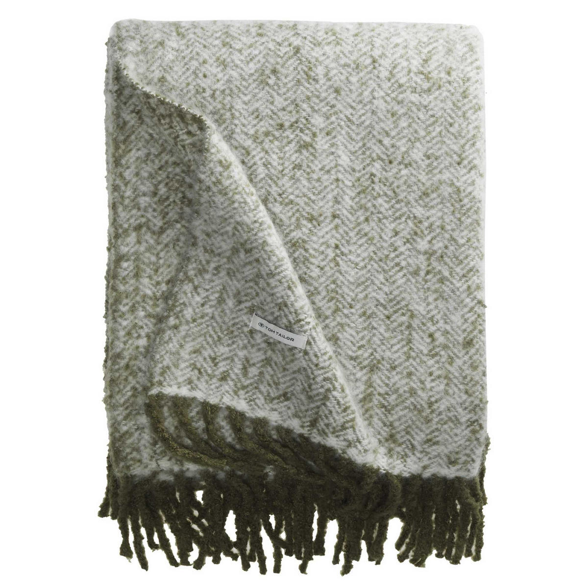 TAGESDECKE WOOLY HERRINGBONE - Grün, Textil (130/170cm) - Tom Tailor