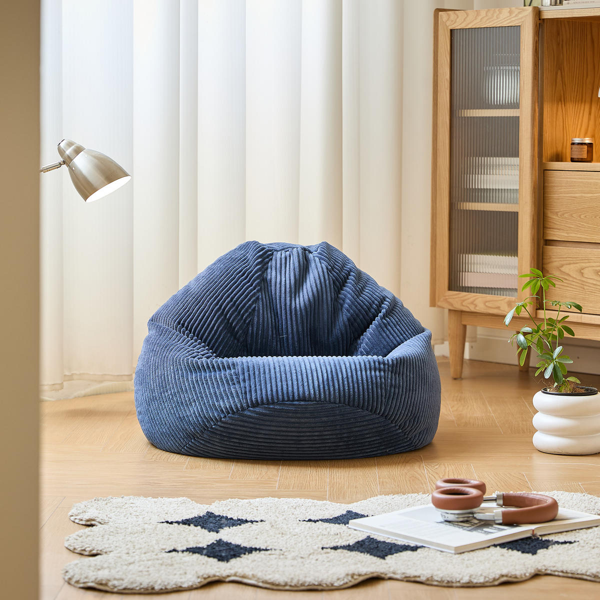 POUF kord Blau - Blau, Textil (85/50/85cm) - Nordlys