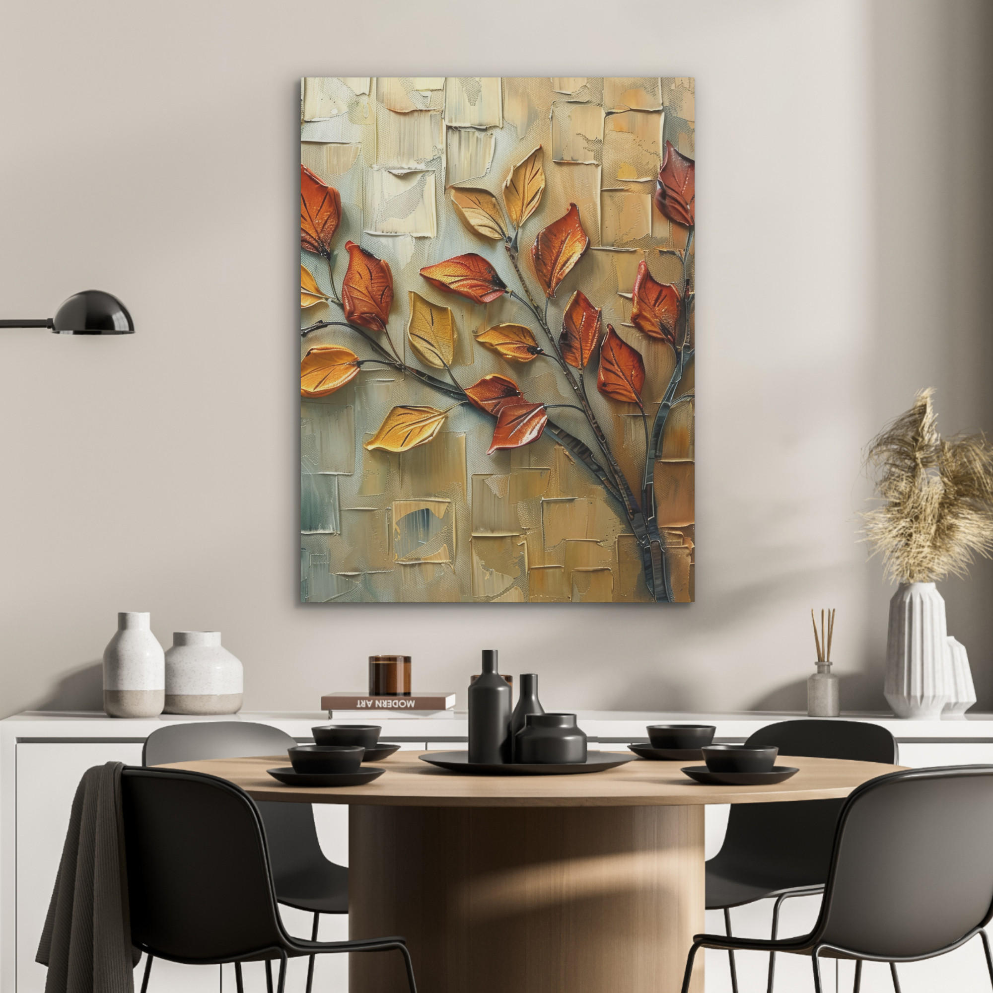 AKUSTIKPANEEL Baum - Abstrakt - Natur - Kunst 60x80 cm - Goldfarben, Textil (60/0.9/80cm) - MuchoWow