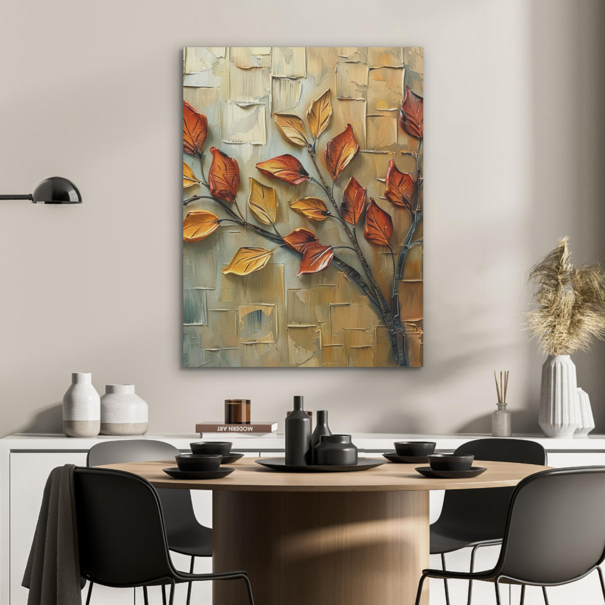 AKUSTIKPANEEL Baum - Abstrakt - Natur - Kunst 60x80 cm - Goldfarben, Textil (60/0.9/80cm) - MuchoWow