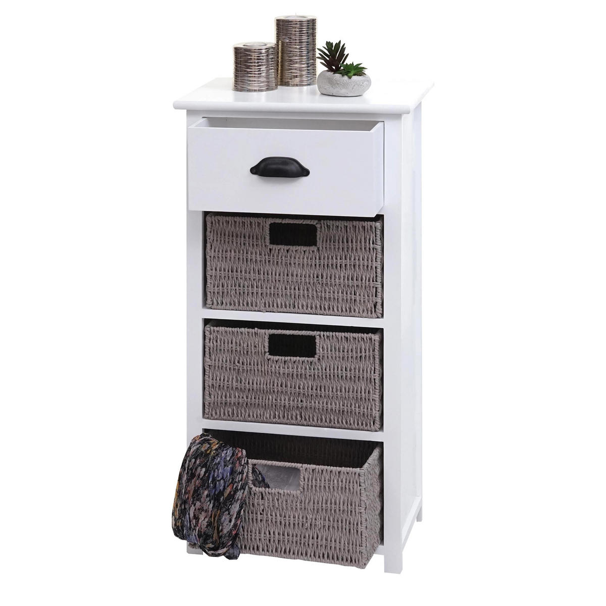 KOMMODE MIT KÖRBEN Weiß, Grau - Weiß/Grau, Holz (40/83/29cm) - MCW
