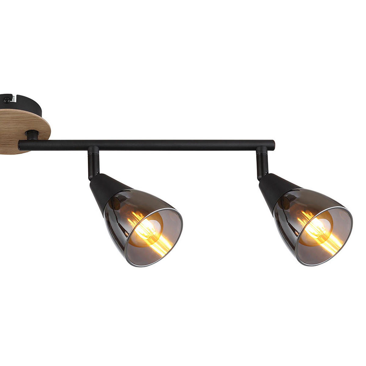DECKENLEUCHTE Metall Glas Rauchfarben Schwarz - Schwarz, Holz (60/10/19cm) - Globo Lighting