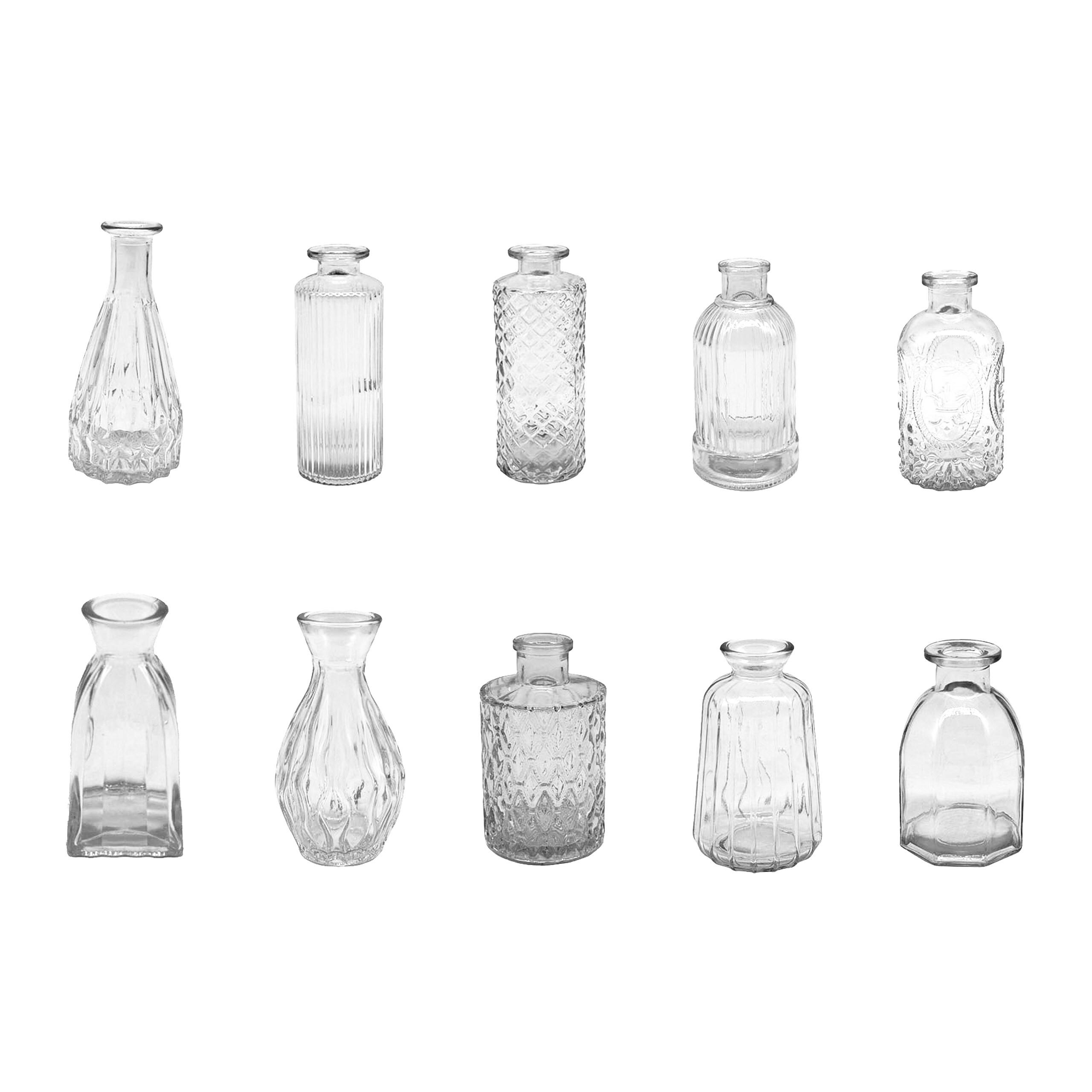 10xVASEN - Transparent, Glas (14.5cm) - Relaxdays