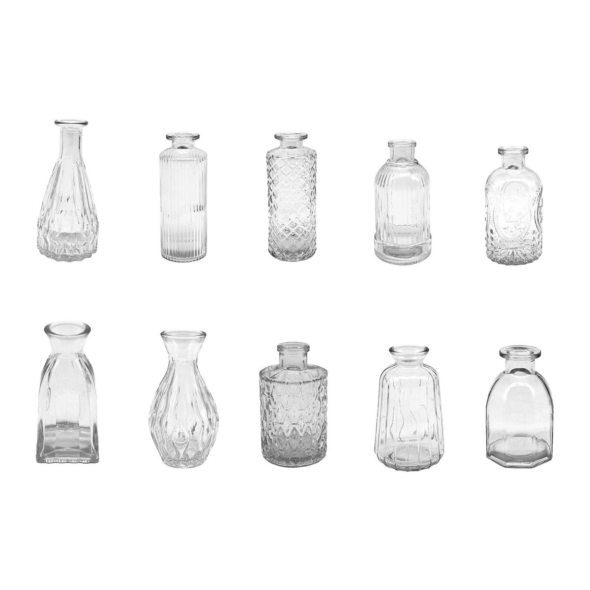 10xVASEN - Transparent, Glas (14.5cm) - Relaxdays