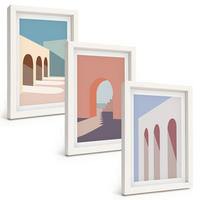 BILDER SET 3er Set - 20x30 cm Weißer Rahmen - Architekturgrafiken in Pastellfarben - Weiß, Kunststoff (20/30cm) - TULUP