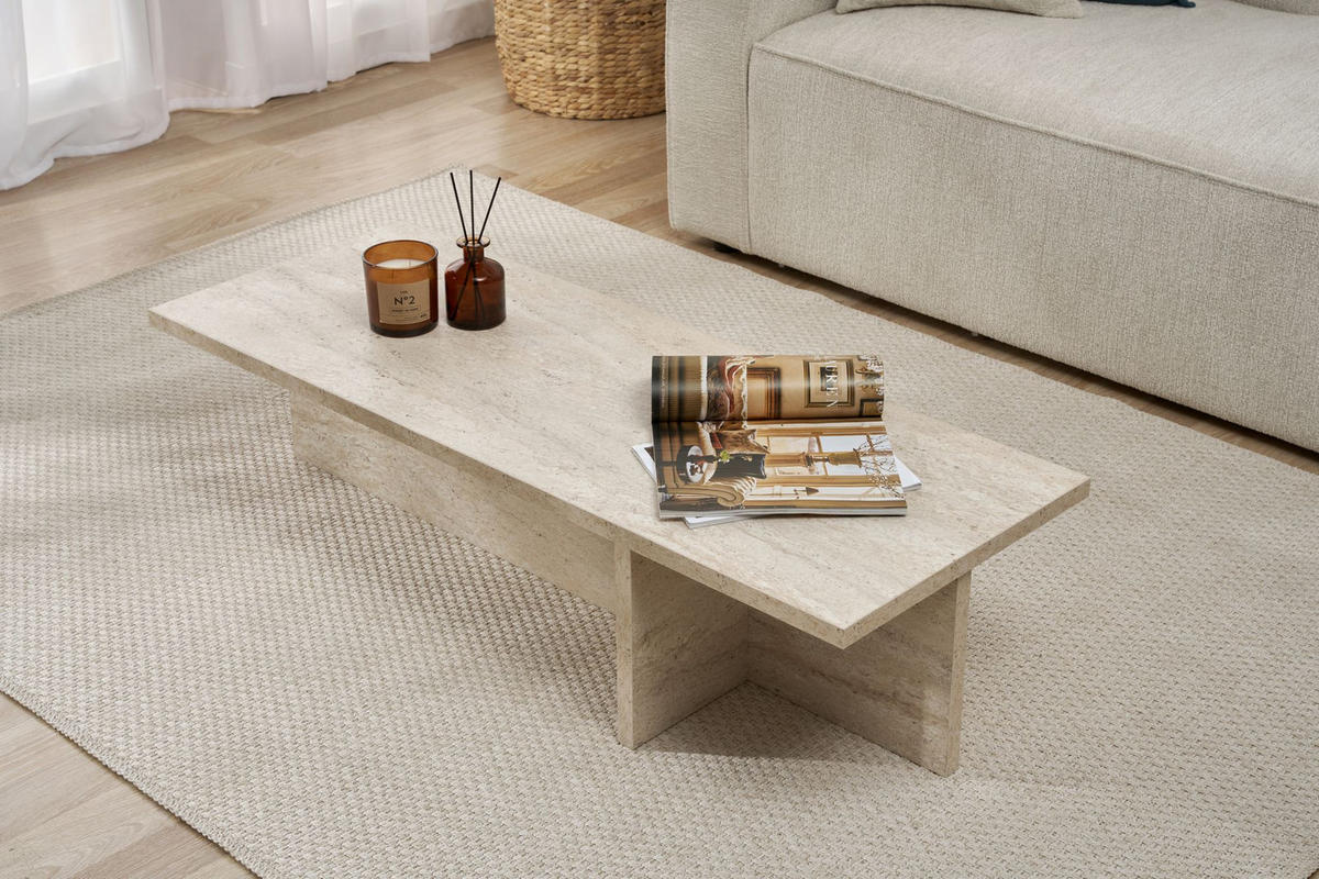 COUCHTISCH Harbor Travertin - Beige, Holz (45/120/30cm) - Habitat Garten