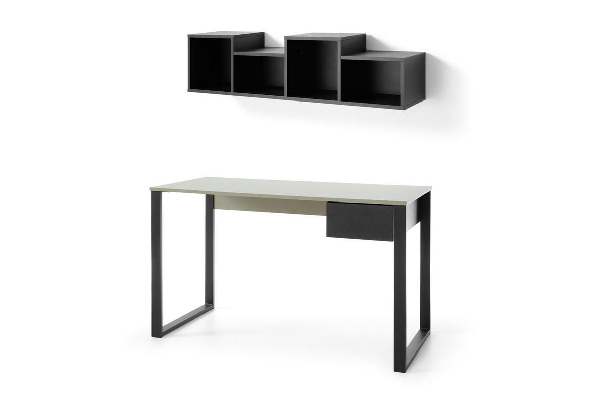 JUGENDZIMMER-SET SORENTO B 7-teilig in Eukalyptus/Baltic Düne Eiche/Schwarzer Onyx - Eukalyptusholzfarben/Eichefarben, Holzwerkstoff (662/195/212cm) - Deine Möbel 24