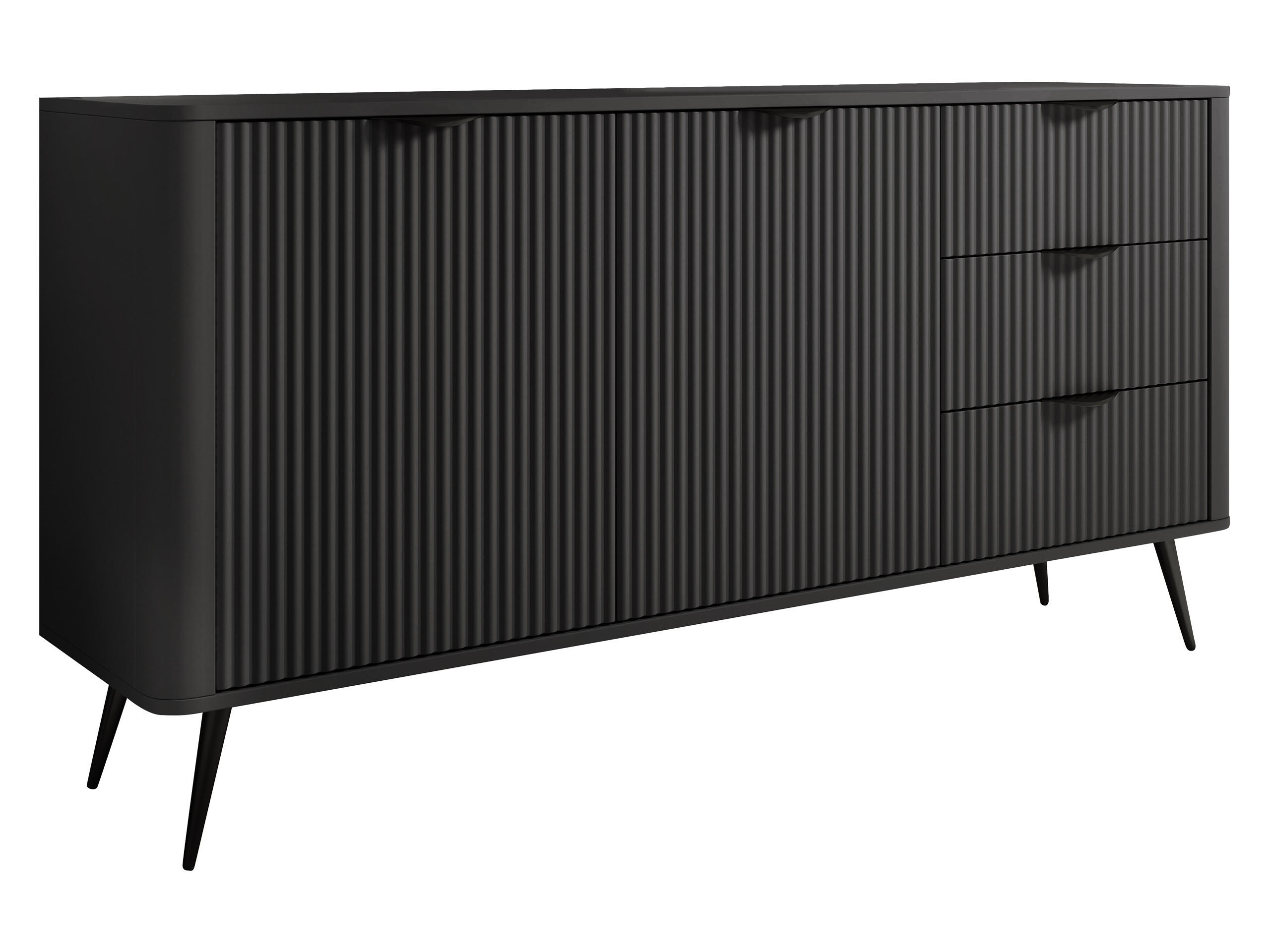 KOMBIKOMMODE Lante 2D3S - Dunkelgrau/Schwarz, Holzwerkstoff/Metall (164/82/38cm) - MIRJAN24
