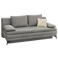 DAUER-SCHLAFSOFA Wellenunterfederung integr.Topper Bettkasten B202/T105/H90 cm, Liegefläche 158x199 cm, Mikrofaser Hellgrau / 15157 - Hellgrau/Schwarz, Textil/Metall (202/90/105cm) - luma-home