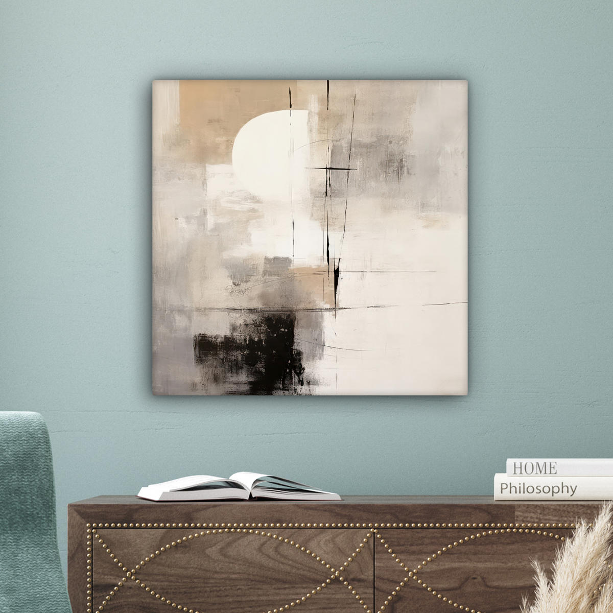 LEINWANDBILD Abstrakt - Kunst - Grau Wandbild Wohnzimmer 50x50 cm - Hellgrau, Textil (50/50cm) - MuchoWow