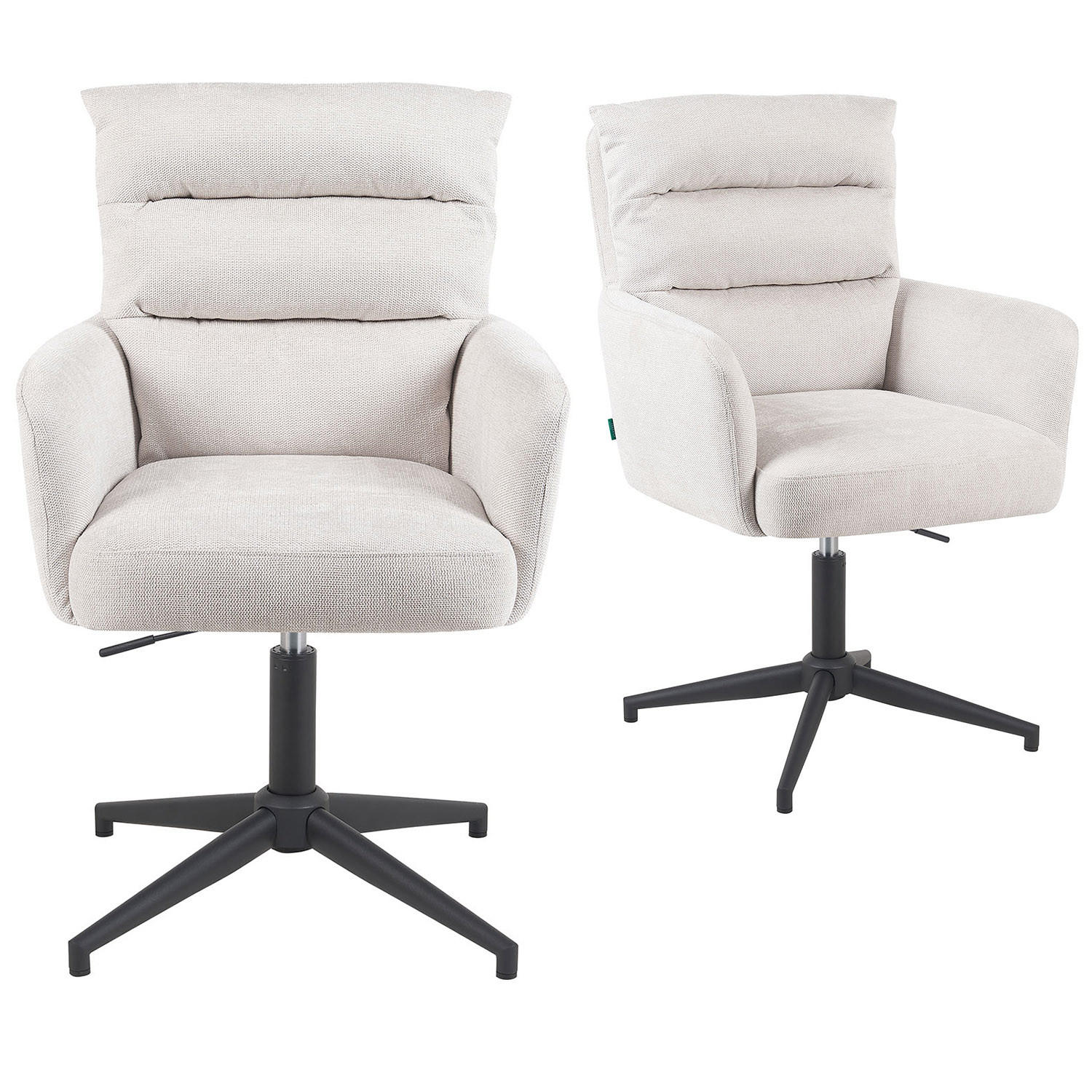 BÜROSTUHL Mika-Romy - Creme/Schwarz, Textil/Metall (59/91/66cm) - DUBI Möbel