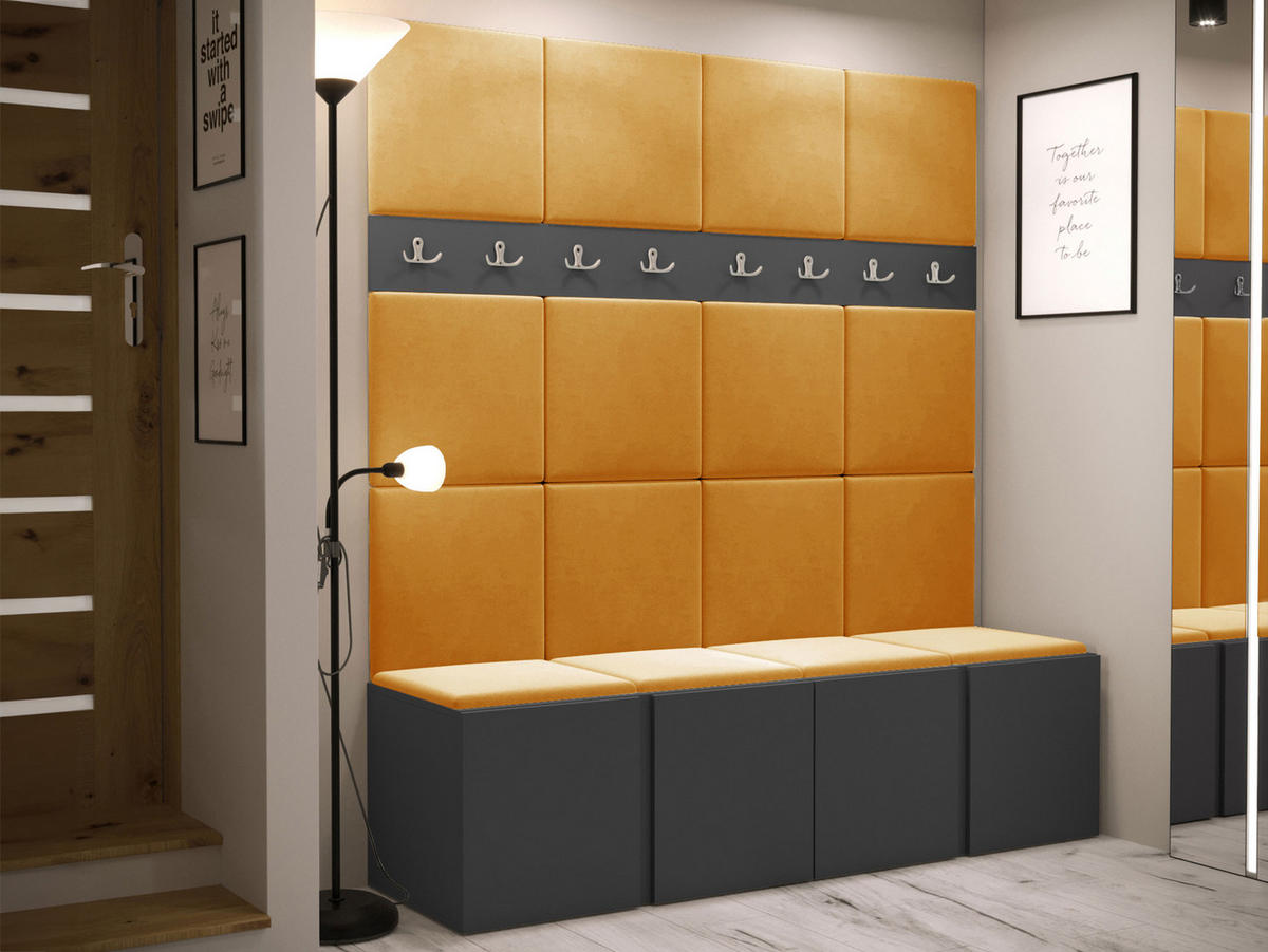 GARDEROBEN-SET Orion V - Graphitfarben/Orange, Holzwerkstoff/Kunststoff (168/186/46cm) - MIRJAN24