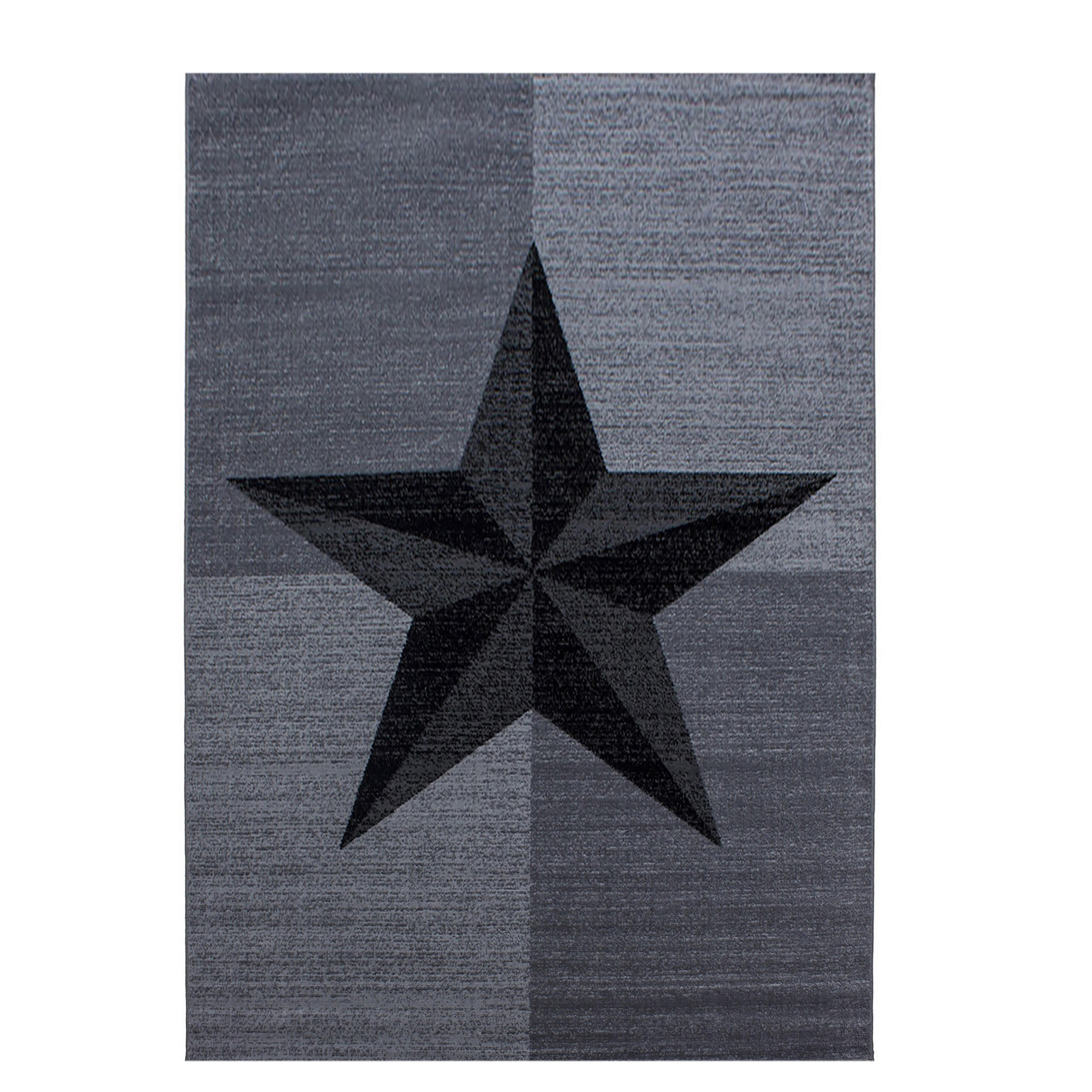 TEPPICH Kurzflor Sterne-Muster Polypropylen Wohnzimmer Grau Rechteckig 120x170 - Grau, Textil (120/170cm) - KADIMA DESIGN