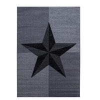 TEPPICH Kurzflor Sterne-Muster Polypropylen Wohnzimmer Grau Läufer 80x150 - Grau, Textil (80/150cm) - KADIMA DESIGN