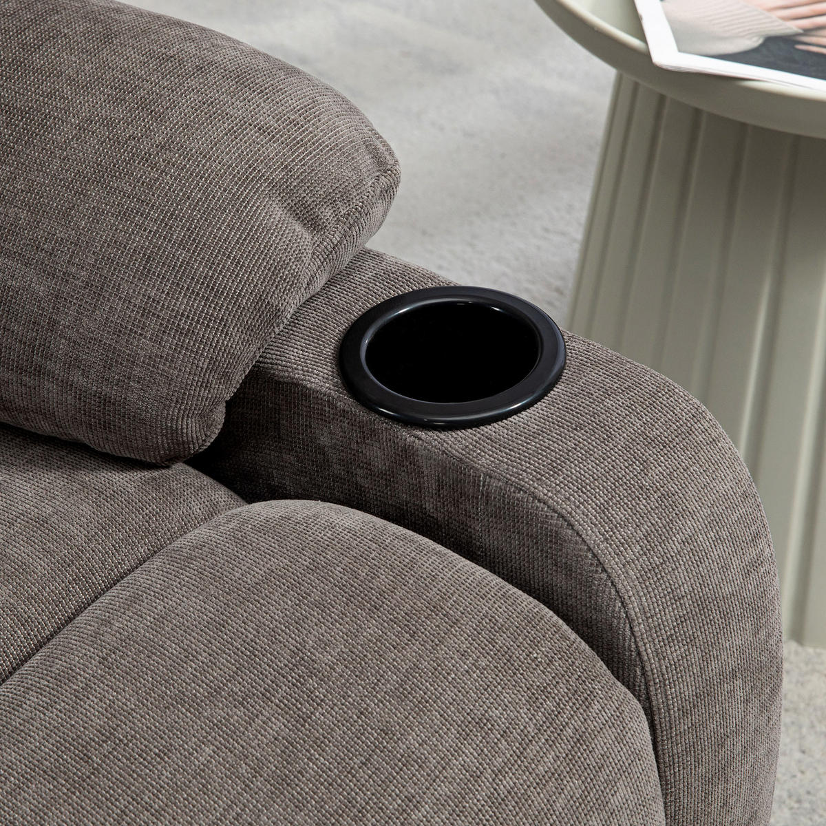 RELAXSESSEL DE-06294 mit Fußstütze, drehbar, Schaukelfunktion Hellbraun - Braun, Textil/Metall (96/108/88cm) - ComfortXL