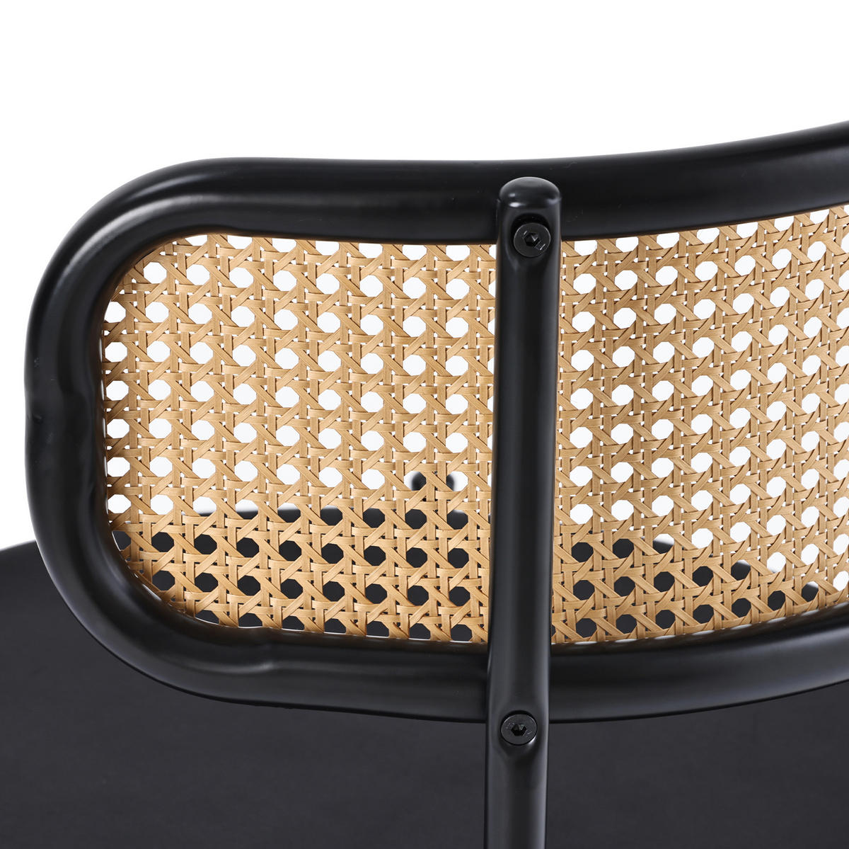 ESSZIMMERSTUHL 6er-Set mit Rattan-Rückenlehne Samt Schwarz - Schwarz, Metall (40/75/45.2cm) - Meubliv