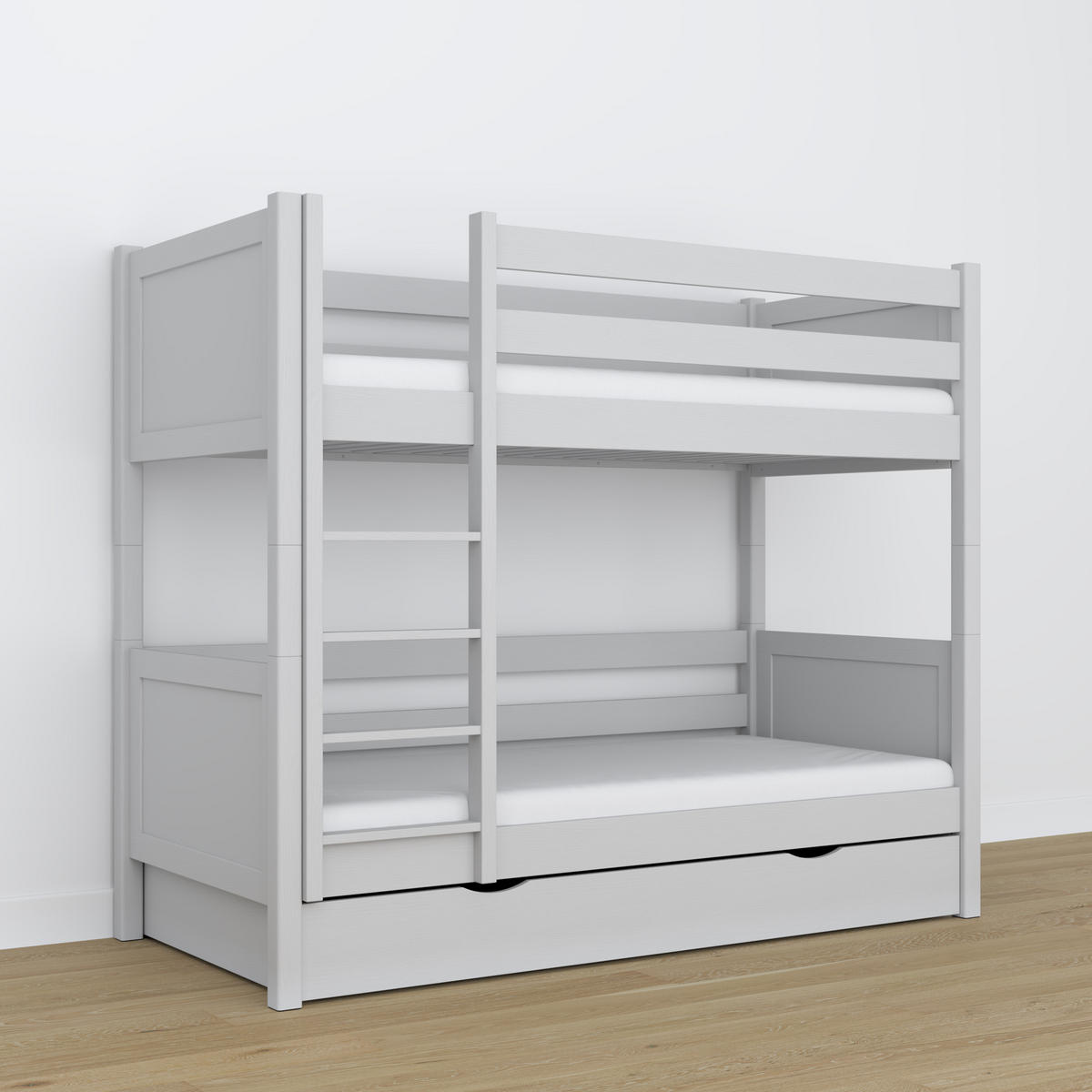 ETAGENBETT N02 mit Schublade Grau 120/200 - Grau, Naturmaterialien/Holz (120/200cm) - N-Wood