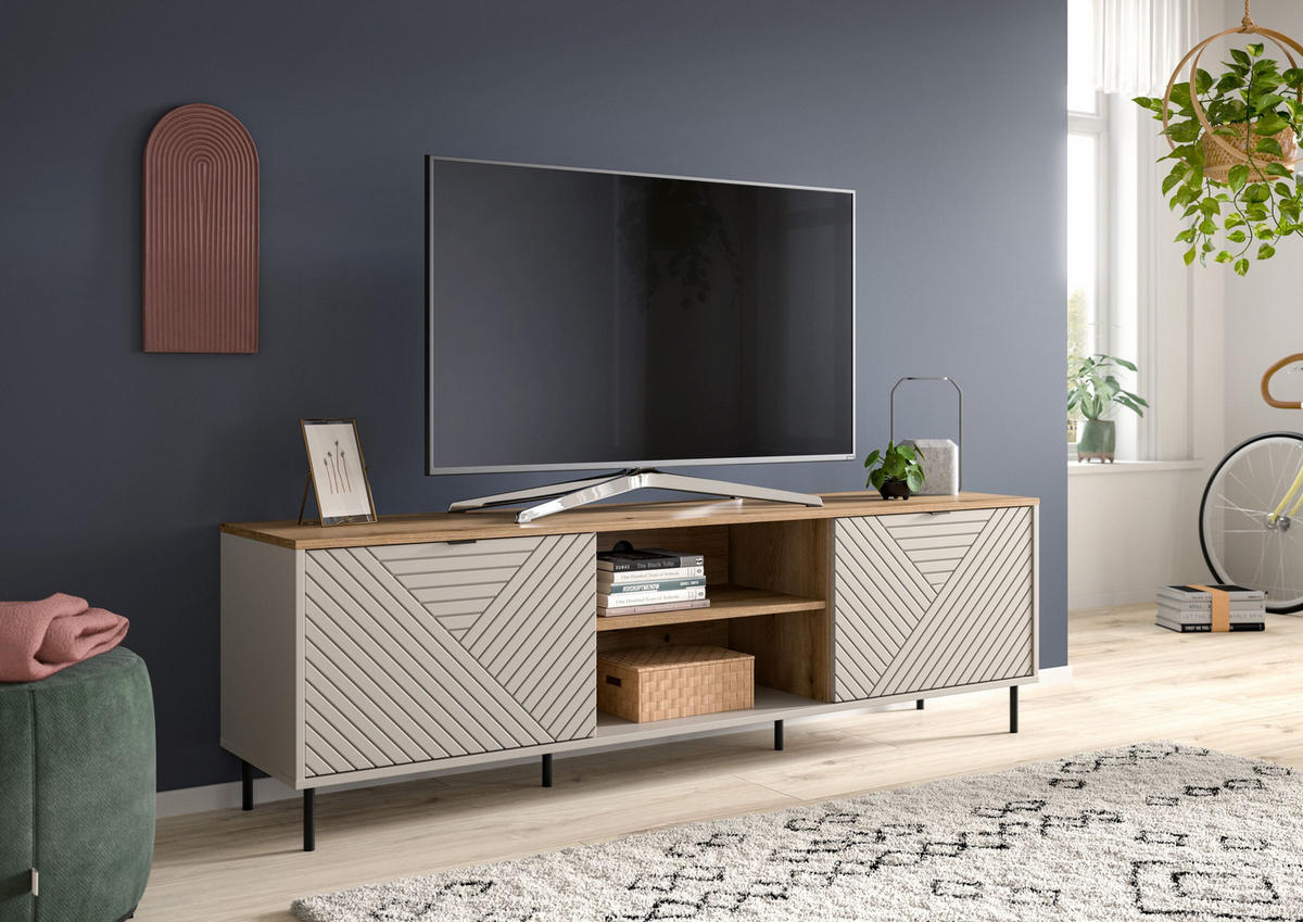 LOWBOARD Campus Kaschmir 184/40/55 cm - Beige, Holzwerkstoff (184/55/40cm) - Xonox