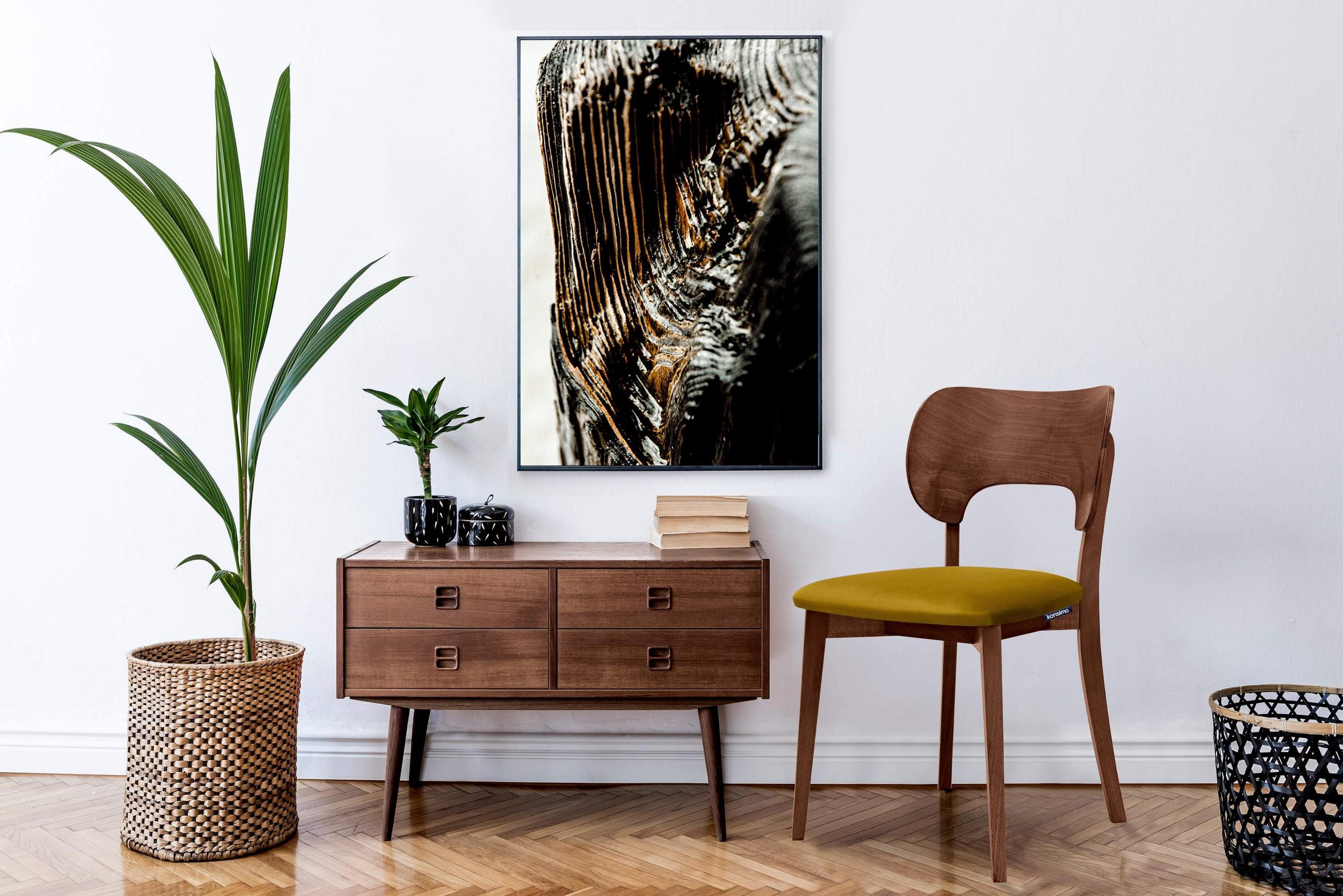 Thumbnail - Konsimo® Esszimmerstühle, Honig, Walnuss, Holz, Echtholz, 47x81x45 cm, Esszimmer, Stühle, Esszimmerstühle, Vierfußstühle