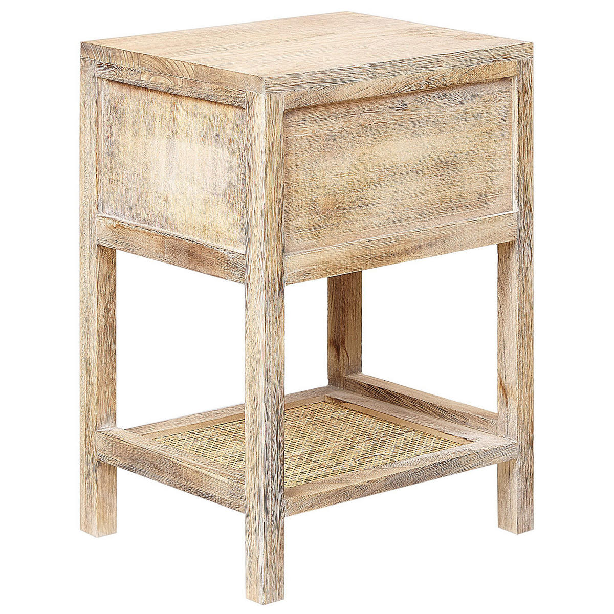 NACHTTISCH Rattan heller Holzfarbton 1 Schublade 35/29 cm Esto - Hellbraun, Holz (35/51/29cm) - Beliani