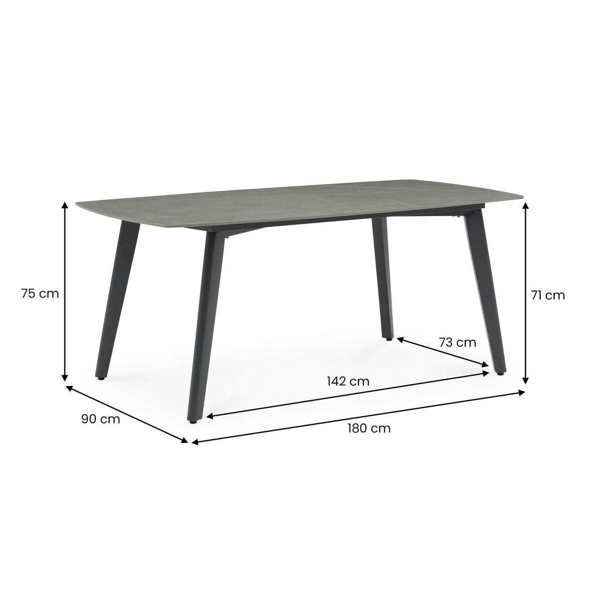 GARTENTISCH MEZA anthrazit - Anthrazit, Metall (90/180/75cm) - IDIMEX