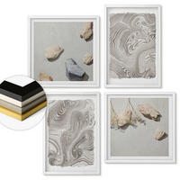 WANDBILDER 4er-Set - 50x50 cm & 40x60 cm Weißer Rahmen - Moderne abstrakte Formen - Weiß, Kunststoff (50/50cm) - ArtPrintCave