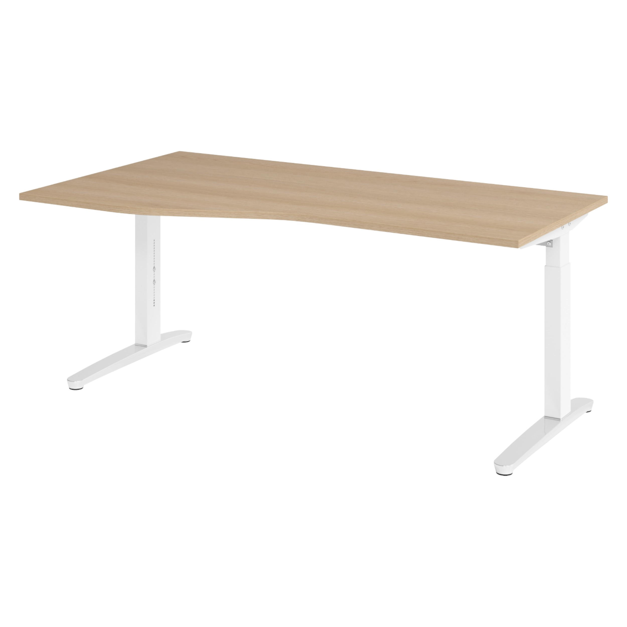 SCHREIBTISCH Serie-XB 100/180/74 cm in Eichefarben/Weiß/Alu poliert - Eichefarben/Silberfarben, Holzwerkstoff (100/180/74cm) - bümö