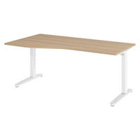 SCHREIBTISCH Serie-XB 100/180/74 cm in Eichefarben/Weiß/Alu poliert - Eichefarben/Silberfarben, Holzwerkstoff (100/180/74cm) - bümö