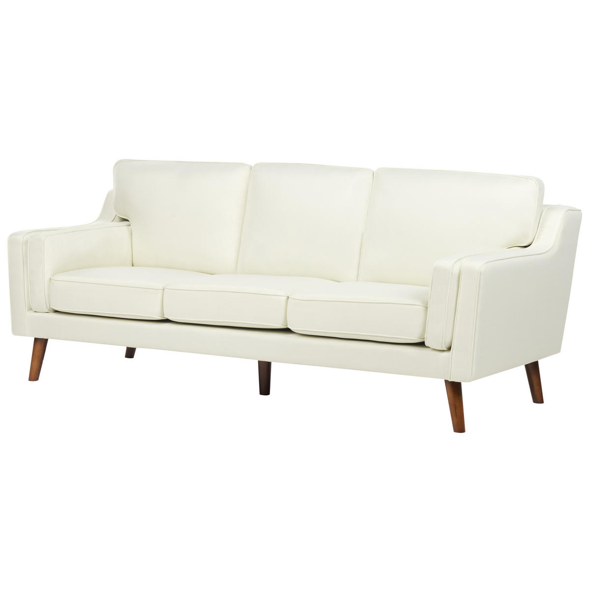 3-SITZER-SOFA cremeweiß Lokka - Hellbraun/Weiß, Textil (204/85/83cm) - Beliani