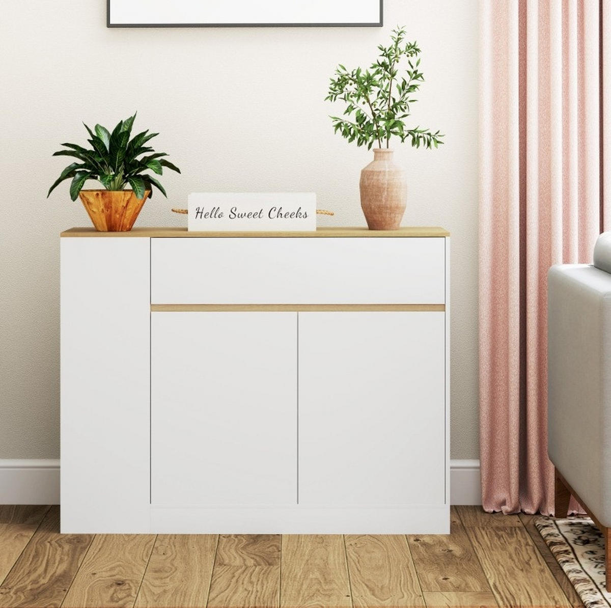 SIDEBOARD mit Schublade und verstellbaren Böden 105 x 30 x 81,5 cm Weiß - Weiß, Holz (30/81.5/105cm) - Meubliv