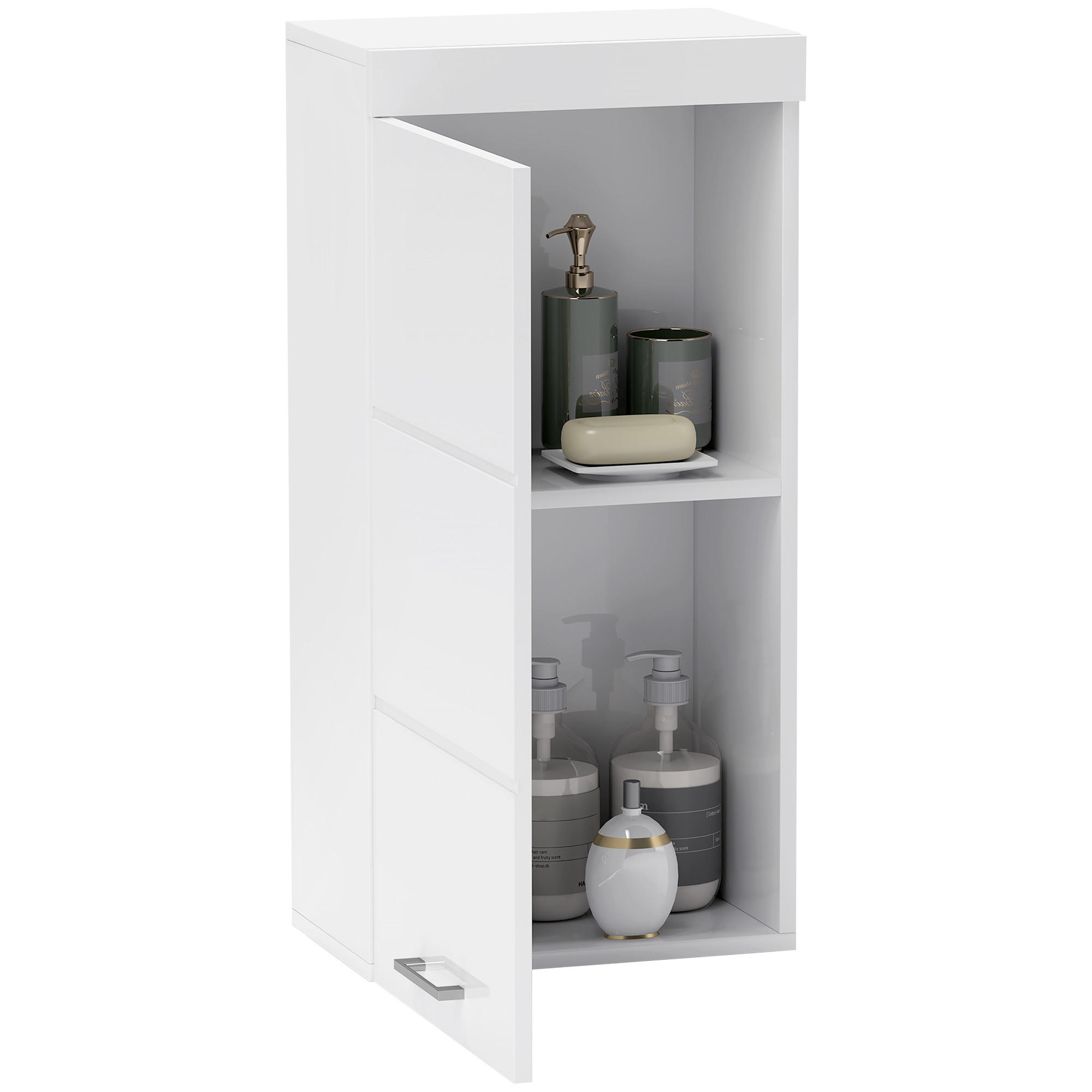 HÄNGESCHRANK mit Tür, 2 Ebenen, Weiß 37,2 x 24,5 x 76,8 cm - Weiß, Holzwerkstoff (37.2/76.8/24.5cm) - HOMCOM
