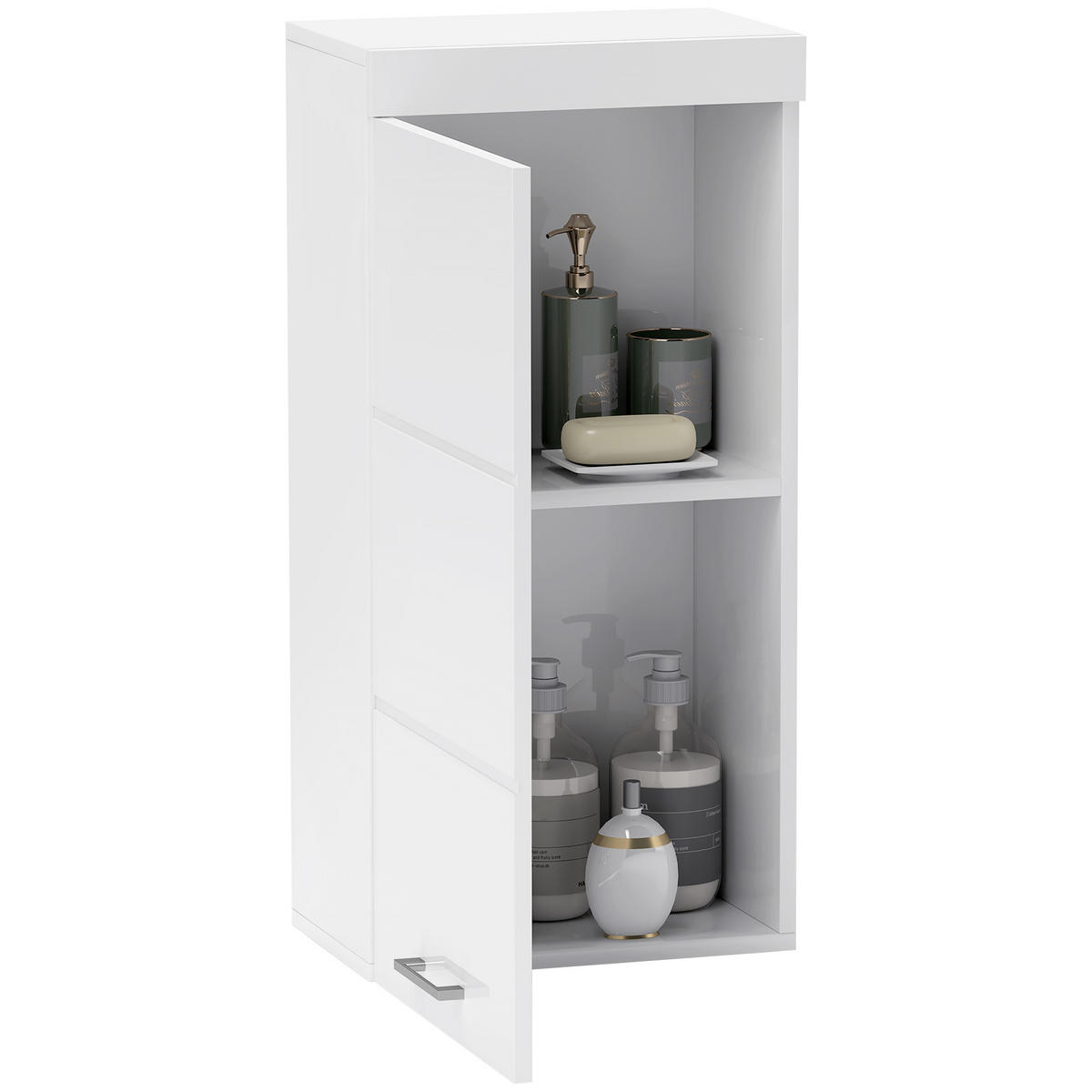 HÄNGESCHRANK mit Tür, 2 Ebenen, Weiß 37,2 x 24,5 x 76,8 cm - Weiß, Holzwerkstoff (37.2/76.8/24.5cm) - HOMCOM