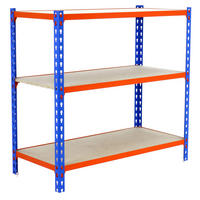 SCHWERLASTREGAL Small Muli HxBxT 100 x 90 x 30 cm 3 Fachböden Fachlast 150 kg Blau-Orange - Gelb, Metall (90/100/30cm) - PROREGAL