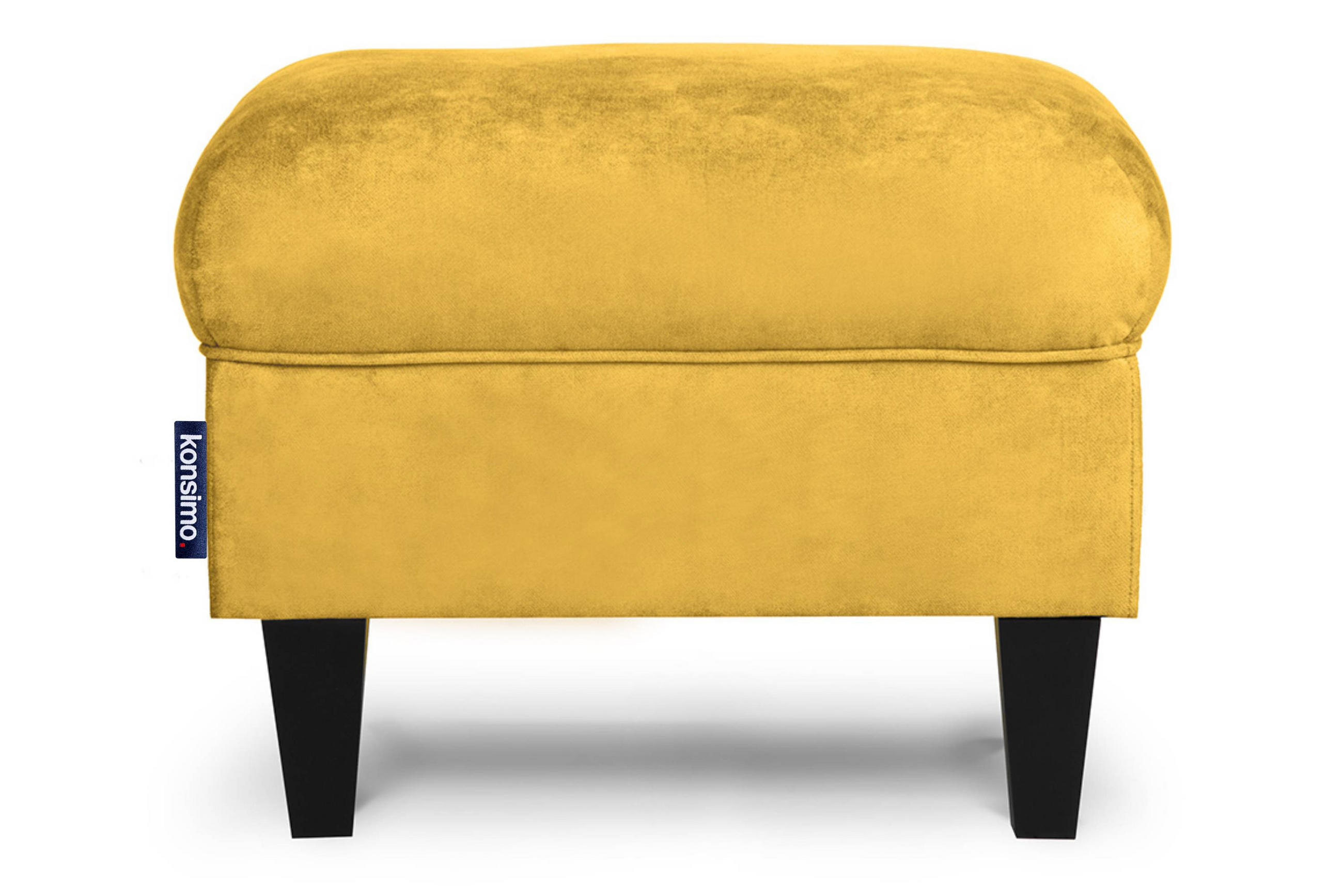 SITZHOCKER MILES Pouffe zeitloses Design und pflegeleichter Stoff, gelb - Gelb, Holzwerkstoff/Buchenholz (55/42/40cm) - KONSIMO®